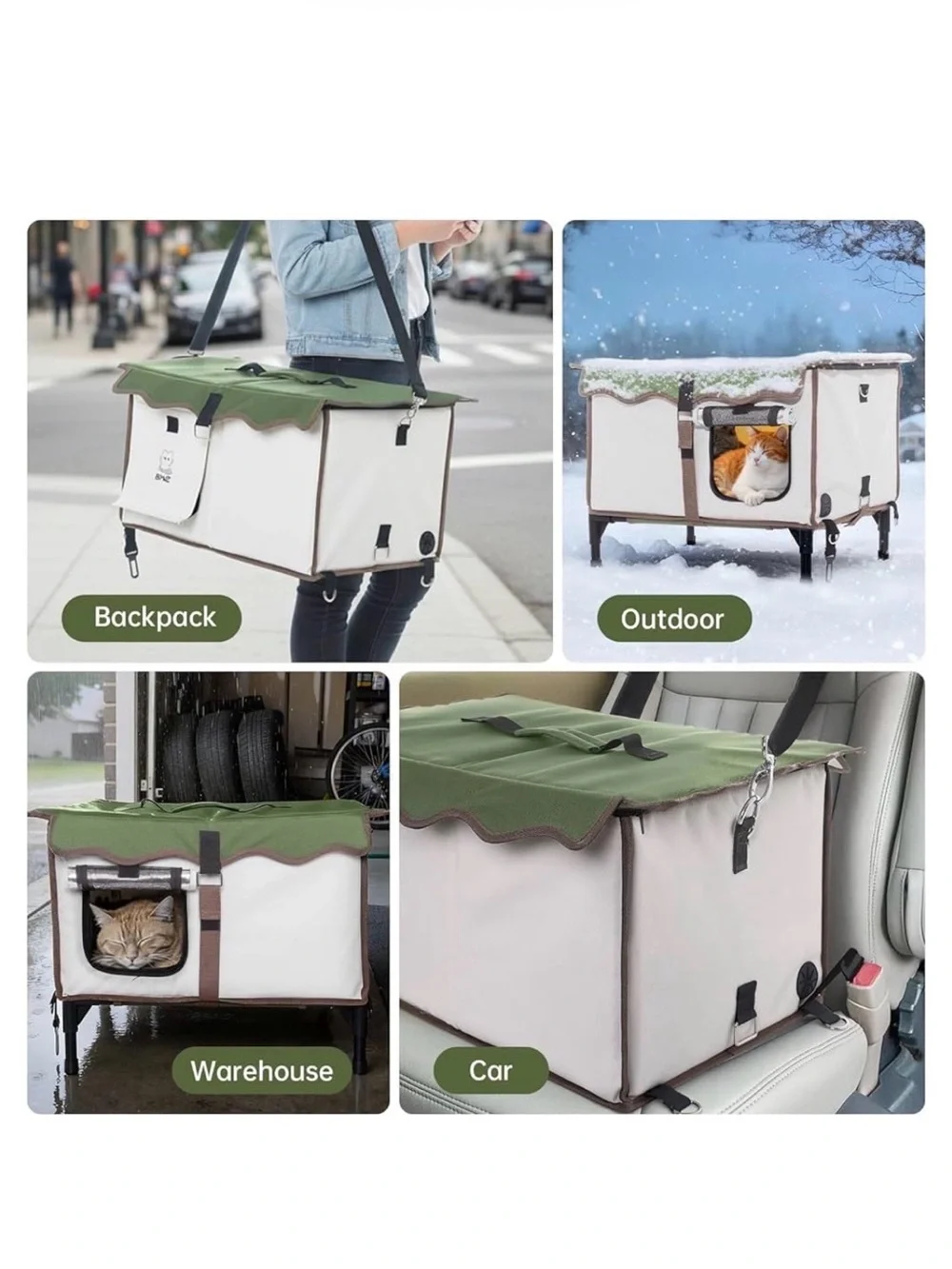 Green Heated Weatherproof Cat House 21×15×13 - New in Box!